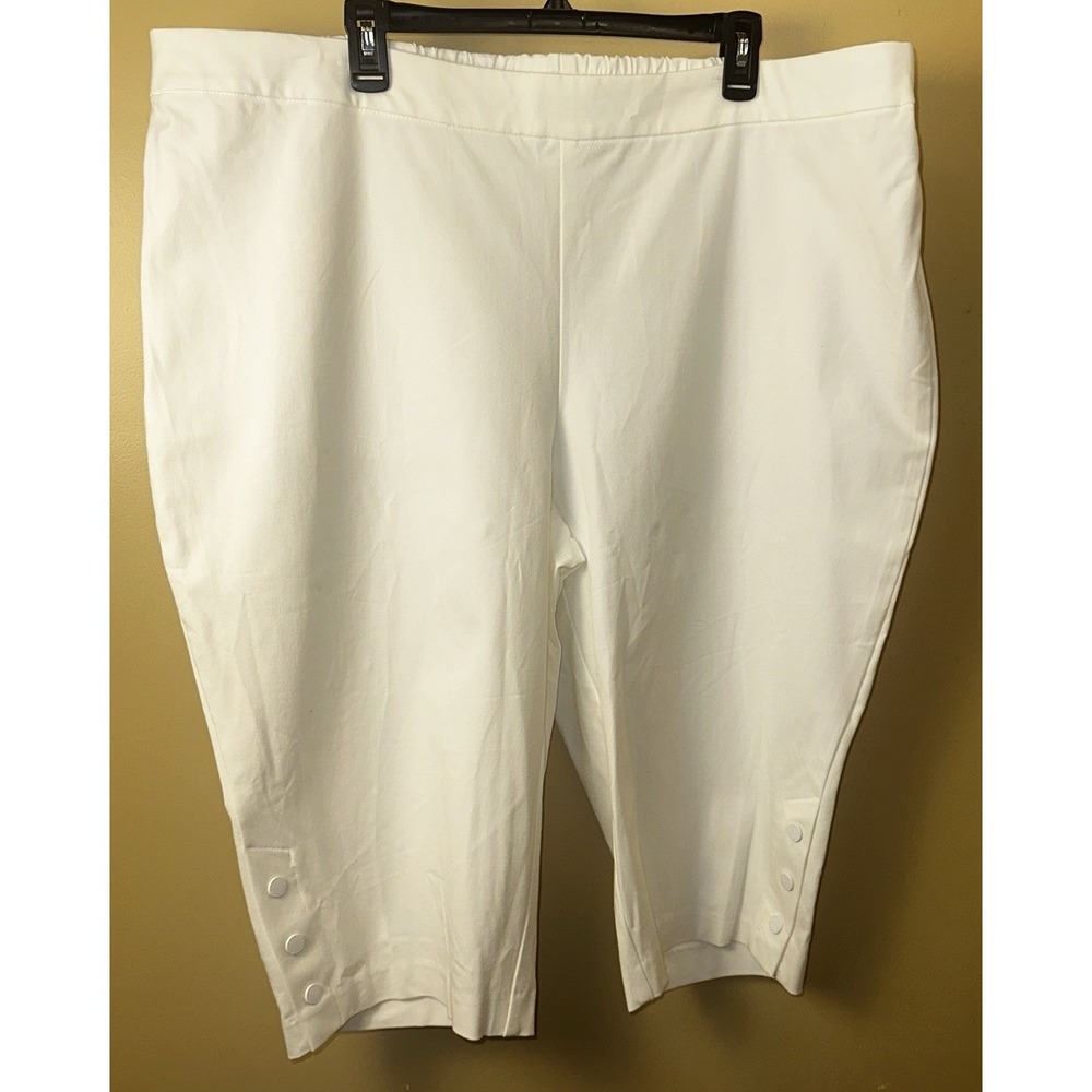 Isaac Mizrahi Live! Regular 24/7 Stretch Pull On Crop Pants White NWOT Size 26 W